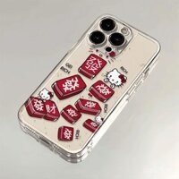 Ốp lưng Fortune Mahjong Hello Kitty cao cấp, tương thích với Apple iPhone 15/16 Pro Max, X, chống sốc, cá tính, có ngăn đựng thẻ, ví trong suốt, 14 Plus, sạc dự phòng iPhone, cáp OraShare
