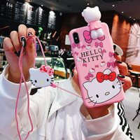 Ốp Lưng Hello Kitty Cho Iphone 6 6S 6Plus 6S Plus 6S Plus 7 8 7Plus 8Plus X XS XR XS Max Hoạt Hình Hello Kitty Da Ốp Lưng Có Dây Buộc