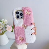 Ốp lưng hình bướm lông tơ sang trọng Iphone 16 15 14 13 12 11 pro MAX X XS MAX XR 6 7 8 Plus Vỏ ấm