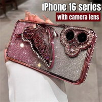 Ốp lưng hình bướm nhấp nháy sang trọng iphone 16 pro max plus ốp lưng iphone 14 15 pro max ốp lưng iphone 11 12 13 pro max ốp lưng điện thoại mạ kim cương thẩm mỹ chống sốc