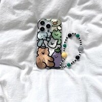 Ốp lưng hình gấu cà tím dễ thương tương thích với iPhone 16, 15 Pro, mới 14 Pro Max, Niche 13/12, chống sốc