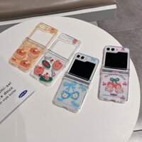Ốp lưng hình gấu nhỏ hoạt hình dễ thương cho Samsung Z Flip 4 5 Vỏ bảo vệ chống sốc trong suốt cho Samsung Z Flip 3