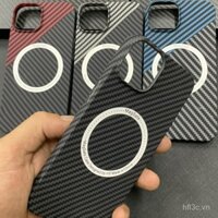Ốp lưng họa tiết sợi carbon Kevlar tương thích với iPhone 13 Pro Max, sạc không dây từ tính, chống sốc, siêu mỏng, chống rơi IRPW