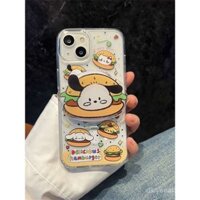 Ốp lưng hoạt hình Burger dễ thương Pochacco có chân đế từ tính, tương thích với iPhone 15 Pro Max, chống sốc, 14/13, 12/11 A1R0