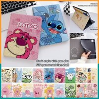 Ốp Lưng Hoạt Hình Dễ Thương Beaver Stitch Cho Samsung Galaxy Tab S6 Lite 10.4 2020 / 2022 / 2024 SM-P610 P615 P617 Đứng Trẻ Em Gấu Dâu Bút Thông Minh Khe Cắm Màu Hồng Da PU Chống Sốc Flip Cover