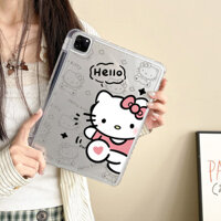 Ốp lưng hoạt hình hello kitty iPad pro11 2022 2024 mini6 ốp lưng iPad air4 / 5 / 6 gen5 / 6 / 7 / 8 / 9 / 10 Ốp lưng khe cắm bút acrylic trong suốt