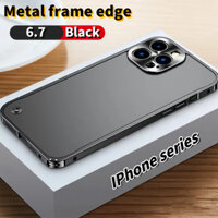 Ốp lưng hợp kim nhôm kim loại tương thích iPhone 11 Pro Max cho iPhone 16 15 14 13 12 Pro Max Plus 12Mini 13Mini Vỏ PC mờ mờ Vỏ bảo vệ Len