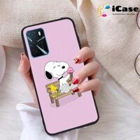 Ốp lưng iCase dành cho Oppo A16S chất liệu viền dẻo lưng cứng nhám TPU có hai lỗ xỏ dây đeo in nổi 4D hình bộ sưu tập Snoopy 09