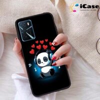 Ốp lưng iCase dành cho Oppo A16S chất liệu viền dẻo lưng cứng nhám TPU có hai lỗ xỏ dây đeo in nổi 4D hình bộ sưu tập Panda 03