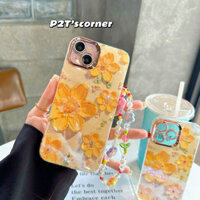 Ốp Lưng IP , Hoa Vàng Hologram Viền Si Mạ Vàng