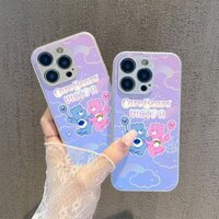 Ốp lưng iphone 11 12 13 14 15 plus Pro Max iphone X Xr Xs Max 7 8 6s plus Truyện cổ tích Gấu tím và Gấu xanh, ốp kính, chống bụi và bền.