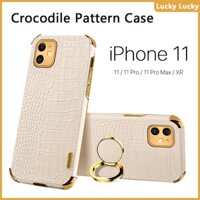 ốp lưng iPhone 11 Pro Max XR Họa Tiết Cá Sấu Giá đỡ vòng đeo tay PU Cover Máy ảnh bảo vệ toàn diện Mạ vàng Mảnh khảnh cảm xúc tuyệt vời Chống vân tay tản nhiệt lót iPhone 12 Pro Max 12 mini