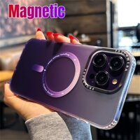 Ốp lưng iPhone 14 13 12 11 Pro max 14plus case ốp lưng Điện Thoại iphone 14 13 12 11 promax Màu Tím Trong Suốt Từ Tính Sang Trọng Chống Sốc Cho ip 14promax 11 13 12 pro max