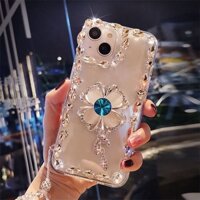 Ốp lưng iPhone 16 15 14 13 12 11 Pro Max X Xr Xs Max 13 Mini 12 Mini 14 Plus 8 Plus 7 Plus 6 Plus 6s Plus Vòng đeo tay hoa vương miện bằng kim cương Vỏ điện thoại mềm