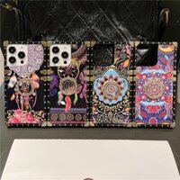 Ốp lưng IPhone 16 Pro Max 11 12 13 14 15 Pro Max XS XR 8 7 6 Plus Vỏ điện thoại hình vuông chuông gió đầy màu sắc thời trang có chân đế