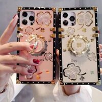 Ốp lưng iPhone 16 Pro Max 15 14 13 12 11 Pro Max XR XS 8 7 6 Plus Ốp điện thoại hình vuông cỏ ba lá thời trang