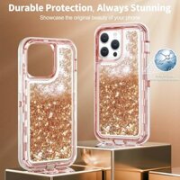 Ốp lưng iPhone 16 Pro Max 15 14 Plus 13 12 Mini 11 Pro Max Ốp lưng cát lún di chuyển lấp lánh dành cho nữ Cô gái PC cứng Ốp lưng lai Bảo vệ hạng nặng Vỏ chống sốc
