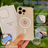 ỐP LƯNG iPhone 16 Pro Max - 16 Pro - 16 Plus - 15 Pro Max CLEAR CASE - nhựa cứng trong suốt hổ trợ sạc từ tính