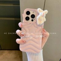 Ốp lưng iPhone 3D hình sao màu hồng cát nhẹ nhàng, tương thích với iPhone 16/15/14/13/12 Pro