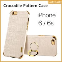 ốp lưng iPhone 6 6s 6 Plus 6s Plus Họa Tiết Cá Sấu Giá đỡ vòng đeo tay PU Cover Máy ảnh bảo vệ toàn diện Mạ vàng Mảnh khảnh cảm xúc tuyệt vời Chống vân tay tản nhiệt lót 8 7 Plus SE2 SE3