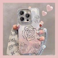 Ốp lưng iPhone cao cấp hoa trà, ốp lưng Apple 16, iPhone 15/14 Pro Max, hoa hồng 13/12 với bảo vệ ống kính VCTO