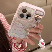 Ốp Lưng IPhone Dày Chống Sốc Acrylic Cứng IPhone 14 Pro Max INS Dễ Thương Hello Kitty Lấp Lánh Vỏ Bảo Vệ Camera Kim Cương Lấp Lánh Cho IPhone 16 15 14 13 Pro Max
