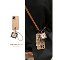 Ốp lưng iphone dây sư tử kèm túi đựng airpod, ốp lưng điện thoại, ốp điện thoại có dây đeo, ốp lưng có dây đeo