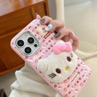 Ốp lưng iPhone hoạt hình dễ thương màu hồng hello Kitty cho 16 15 Pro Max 14pro 16promax 13 14pro Ốp lưng chất lượng cao chống rơi