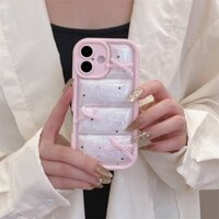 Ốp lưng iPhone nơ 3D màu đỏ hồng chống rơi họa tiết ngôi sao phong cách dễ thương phù hợp với iPhone 13/12/16/15/14/11 pro max plus