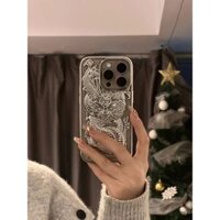Ốp lưng iPhone phong cách Trung Quốc, mạ điện 3D hình rồng tương thích với Apple 15 Pro Max/iPhone 14/13 SQSJ