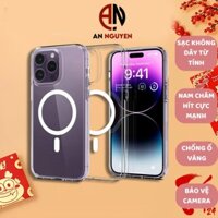 Ốp lưng iphone sạc không dây Crystal Clear Case trong suốt chống sốc hít lưng 12 13 14 promax Phụ Kiện An Nguyên