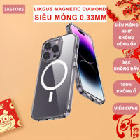 Ốp lưng iphone sạc không dây trong suốt không ố vàng slimcase LIKGUS MAGNETIC DIAMOND 12 13 14 15 pro max 3astore