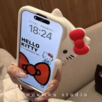 Ốp Lưng IPhone Silicon Mềm IPhone 14 Pro Max Hoạt Hình Dễ Thương Hello Kitty Nơ Làm Dày Chống Sốc Bảo Vệ Cho IPhone 16 15 14 13 12 Pro Max 16 15 14 Plus