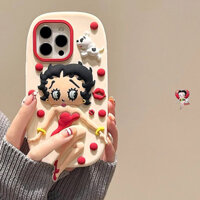 Ốp Lưng IPhone Silicon Mềm IPhone 14 Pro Max Hàn Quốc Retro 3D Betty Boop Làm Dày Chống Sốc Camera Bảo Vệ Cho IPhone 15 14 13 12 Pro Max