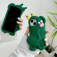 Ốp lưng iPhone viền silicon 3D nổi chuối xanh quay mông