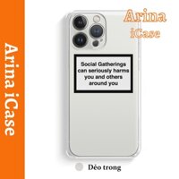 Ốp lưng iphone viền vuông in chữ social 7/7plus/8/8plus/x/xr/xs/11/12/13/pro/max/plus/promax Arina iCase 100