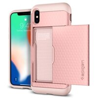 Ốp lưng iPhone X Spigen Ví pha lê Vàng hồng