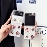 Ốp lưng keo nhỏ giọt Samsung Galaxy Z flip 6 Flip5 Nút trái tim hoạt hình dễ thương có dây chuyền Find N3 flip 5G Samsung Galaxy Z Flip4 Vỏ sáng tạo điện thoại