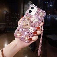 Ốp lưng kim cương pha lê lấp lánh thời trang sang trọng cho IPhone 14 15 16 Pro Max Vỏ cho IP 13 12 11 Pro Max XR X XS 7 / 8 Plus Vỏ kim cương sáng bóng có dây chuyền