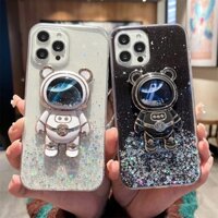 Ốp Lưng Kim Tuyến Nước Trong Suốt Hình Phi Hành Gia Cho iPhone 11 12 Pro XS Max X XR 7 8 6 6S Plus