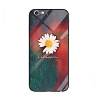 Ốp lưng kính cường lực cho iPhone 6 Plus 6s Plus Nền Hoa Cúc Nền Xanh Đỏ - Hàng Chính Hãng