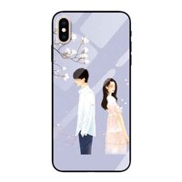 Ốp lưng kính cường lực cho iPhone X Xs Nền Cặp Đôi Nền Tím - Hàng Chính Hãng