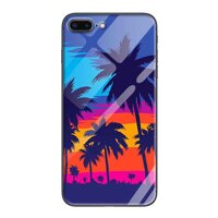 Ốp lưng kính cường lực cho iPhone 7 Plus 8 Plus Nền Hoàng Hôn Hawaii - Hàng Chính Hãng