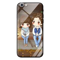 Ốp lưng kính cường lực cho iPhone 6S Plus Anime Cặp Đôi Ngồi - Hàng chính hãng