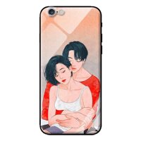 Ốp lưng kính cường lực cho iPhone 6S Cặp Đôi Ôm Nhau - Hàng chính hãng