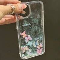Ốp lưng Kwy*case hình bướm màu sắc mơ màng, phát sáng trong bóng tối, ốp lưng cát lỏng cho iPhone 15, Apple 14, 13, 12, nữ tính cao cấp