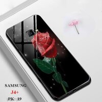 ỐP LƯNG MẶT KÍNH SAMSUNG J4 PLUS _HOA HỒNG
