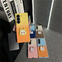 Ốp lưng màu vàng cam dễ thương mới có giá đỡ vòng thỏ thỏ thỏ cho Samsung Galaxy Z Fold 6 Z Fold 5 ZFold 4 ZFold3 Cover