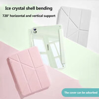 Ốp Lưng Máy Tính Bảng Acrylic Transprent Cho Samsung Galaxy Tab S6 Lite 2024 S8 Plus S7Plus 12.4 S10 + S9 FE Plus S7 A8 A9 8.7 Y-Folding Full Vỏ Bảo Vệ Có Giá Đỡ Bút Chì