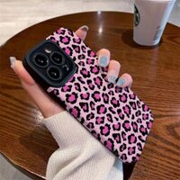 Ốp Lưng Mềm Da Cừu Màu Hồng Da Báo IPhone 6S 7 Plus 8 Plus X XS XR XS Max 11 13 12 14 PRO Max 14 Plus 12 13 mINI SE
